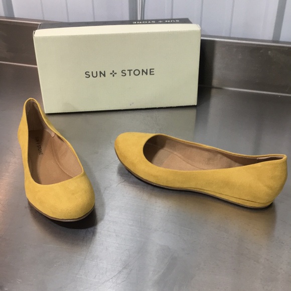 Sun + Stone Shoes - New WB Woman’s Sun + Stone Women's Yellow Suede Ballet Flats